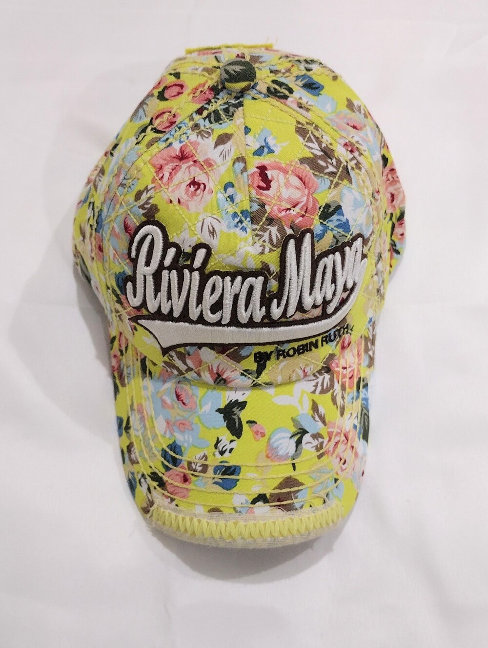 Robin Ruth Riviera Maya Floral Cap - Yellow with Pink & Blue Accents